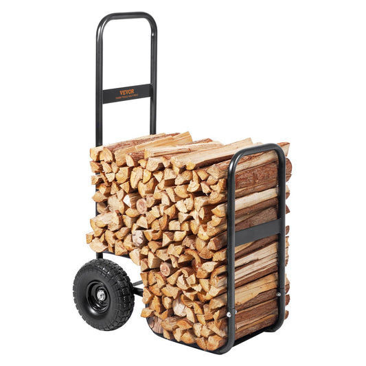 Firewood Log Cart 250kg Capacity PU Wheels Wood Mover Dolly