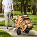 Firewood Log Cart 113kg Heavy Duty Steel Wood Rack Storage Dolly