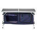 Camping Kitchen Table Folding Outdoor Cook Station 3 Height Blue