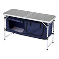 Camping Kitchen Table Folding Outdoor Cook Station 3 Height Blue
