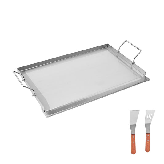 Stainless Steel Griddle, 23x16 inch Universal Flat Top Rectangular Plate, Gas Grill Griddle for BBQ Grill, Teppanyaki, Portable Family Cookware with Handle, for Camping Tailgating Party