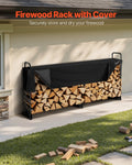 Firewood Rack 1/2 Cord 257x36x117cm Waterproof Cover 660lb