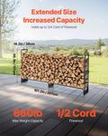 Firewood Rack 1/2 Cord 257x36x117cm Waterproof Cover 660lb