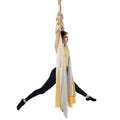 Aerial Yoga Hammock & Swing, 5 m Length, Aerial Yoga Starter Kit with 100gsm Nylon Fabric, Full Rigging Hardware & Easy Set-up Guide, Antigravity Flying for All Levels Fitness Bodybuilding, Gold