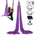 Aerial Silk & Yoga Swing, 8 m Length, Aerial Yoga Hammock Kit with 100gsm Nylon Fabric, Full Rigging Hardware & Easy Set-up Guide, Antigravity Flying for All Levels Fitness Bodybuilding, Purple