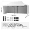10x20FT Pop Up Canopy Tent Gazebo White Sidewalls Bag