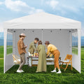 Pop Up Canopy 2.95x2.95m Gazebo 3 Sidewalls Ventilated Windows