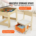 Kids Wooden Table Chair Set Activity Storage 4 Boxes