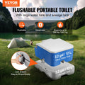 Portable Toilet 3.2 Gal Tank Push Button Flush RV Camping Commode