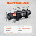 VEVOR Electric Winch 4536kg 8.9mm x 25.9m IP67 ATV Wireless Remote