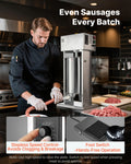 Electric Sausage Stuffer 15L Vertical Meat Stuffer 4 Tubes Stainless Ste