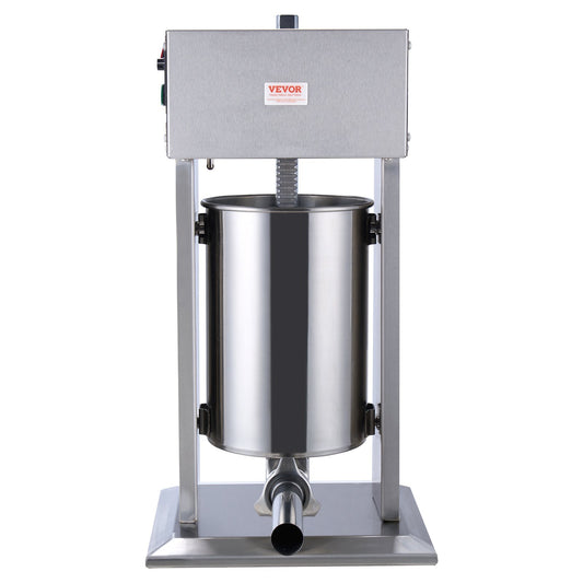 Electric Sausage Stuffer, 12 L / 25 LBS Vertical Meat Stuffer, 200W Motor, Stepless Speed Control and Foot Pedal, Made of Food-grade 304 Stainless Steel, 5 Stuffing Tubes for Home, Commercial