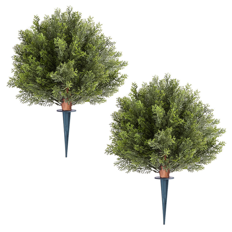 Artificial Topiary Cypress Trees 406mm 2 Set Faux Plants Outdoor Indoor