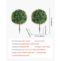 Artificial Topiary Boxwood Trees with Ground Spike, 2 Set 686mm Faux Shrubs & Bushes Potted Plants, Fake Silk Tree Look Real for Decor Front Porch Outdoor Indoor Patio Garden Balcony Backyard