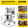 Commercial 850W Stand Mixer 15Qt Stainless Steel Dough Hook