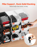 Plastic Stackable Storage Bins 12 Pack 37.7x21.5x18cm Black