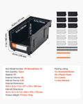 Plastic Stackable Storage Bins 12 Pack 37.7x21.5x18cm Black