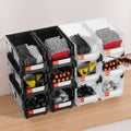 Plastic Stackable Storage Bins 12 Pack 37.7x21.5x18cm Black