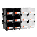 Plastic Stackable Storage Bins 12 Pack 37.7x21.5x18cm Black
