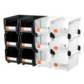 Plastic Stackable Storage Bins 12 Pack 37.7x21.5x18cm Black