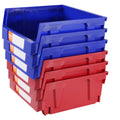 Plastic Storage Bin 276x279x128mm Hanging Stackable 6-Pack Blue/Red