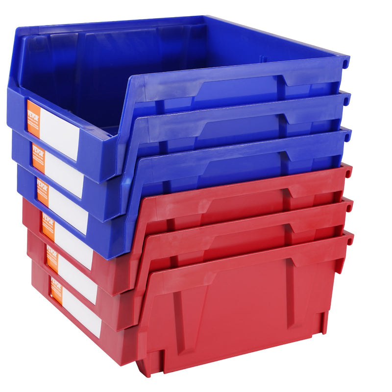 Plastic Storage Bin 276x279x128mm Hanging Stackable 6-Pack Blue/Red