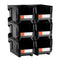 Plastic Stackable Storage Bins 37.7x21.5x18cm 6 Pack Black