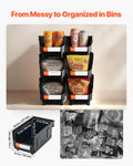 Plastic Stackable Storage Bins 37.7x21.5x18cm 6 Pack Black