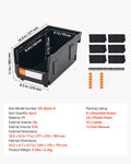 Plastic Stackable Storage Bins 37.7x21.5x18cm 6 Pack Black