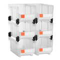 Plastic Stackable Storage Bins 6 Pack 37.7x21.5x18cm Transparent