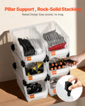 Plastic Stackable Storage Bins 6 Pack 37.7x21.5x18cm Transparent