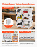 Plastic Stackable Storage Bins 6 Pack 37.7x21.5x18cm Transparent