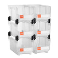 Plastic Stackable Storage Bins 6 Pack 37.7x21.5x18cm Transparent