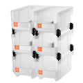 Plastic Stackable Storage Bins 6 Pack 37.7x21.5x18cm Transparent