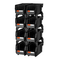 Plastic Stackable Storage Bins, 27.6 x 14 x 13 cm (8 Pack), Plastic Containers for Organizing and Storage Bins for Closet, Garage, Small Parts, Office Supplies and Other Accessories, Black
