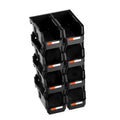 Plastic Stackable Storage Bins, 27.6 x 14 x 13 cm (8 Pack), Plastic Containers for Organizing and Storage Bins for Closet, Garage, Small Parts, Office Supplies and Other Accessories, Black