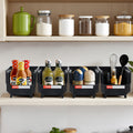 Plastic Stackable Storage Bins 27.6x14x13cm 8 Pack Black