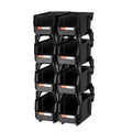 Plastic Stackable Storage Bins 27.6x14x13cm 8 Pack Black