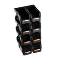 Plastic Stackable Storage Bins 27.6x14x13cm 8 Pack Black