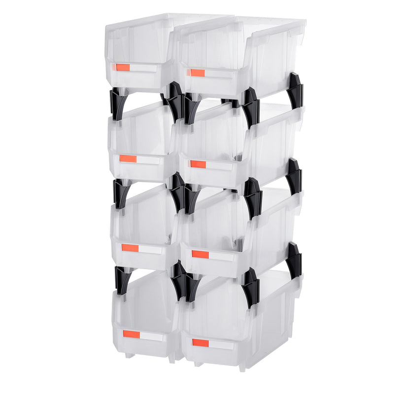 Plastic Stackable Storage Bins 27.6x14x13cm 8 Pack Clear Containers