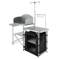 Camping Kitchen Table Folding Aluminium Outdoor Cook Station Windscreen