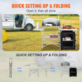 Camping Kitchen Table Folding Aluminium Outdoor Cook Station Windscreen
