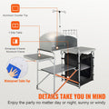 Camping Kitchen Table Folding Aluminium Outdoor Cook Station Windscreen