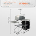 Camping Kitchen Table Folding Aluminium Outdoor Cook Station Windscreen