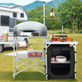 Camping Kitchen Table Folding Aluminium Outdoor Cook Station Windscreen
