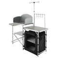 Camping Kitchen Table Folding Aluminium Outdoor Cook Station Windscreen