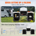 Camping Kitchen Table Folding Aluminum 3 Cupboard Windscreen Black