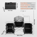 Camping Kitchen Table Folding Aluminum 3 Cupboard Windscreen Black