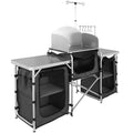 Camping Kitchen Table Folding Aluminum 3 Cupboard Windscreen Black