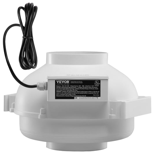 Radon Mitigation Fan 380CFM 4" Inline Duct Quiet Waterproof